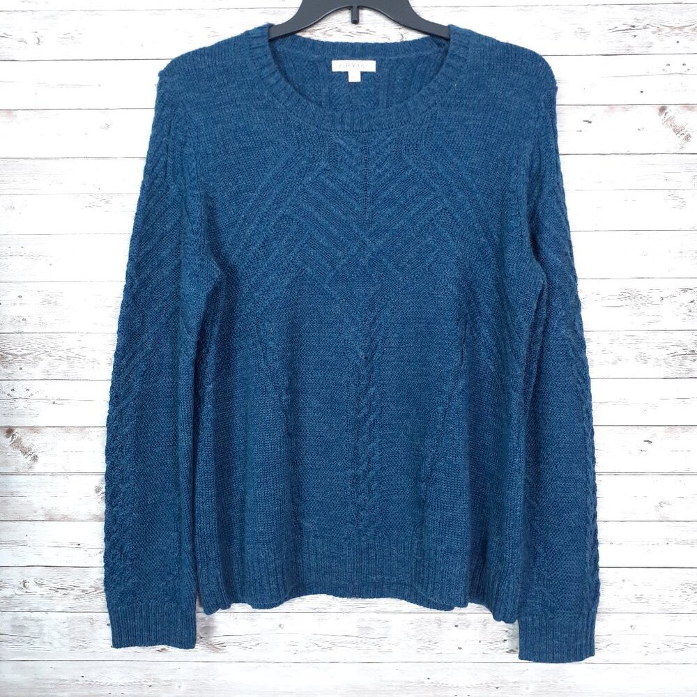 Vintage Orvis Womens Cable Knit Sweater XL Wool Blend Long Sleeve Fisherman 41